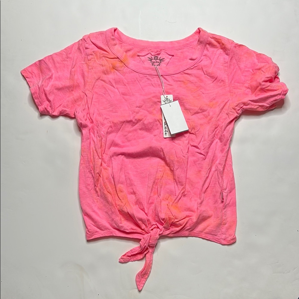 Pink Tie-Front Tie-Dye T-Shirt